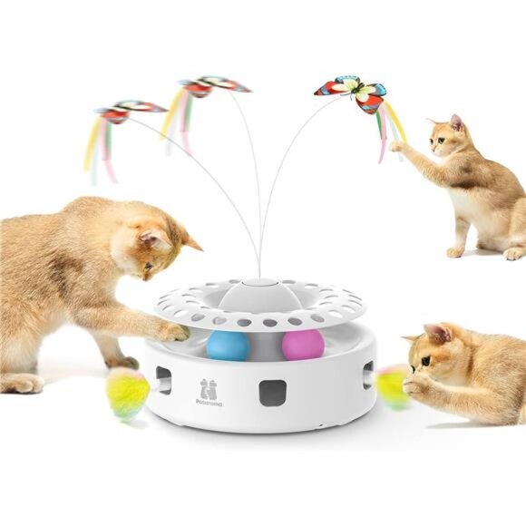 Cat Toys 3in1 Automatic Interactive Kitten Toy, Fluttering Butterfly - Picture 8 of 14